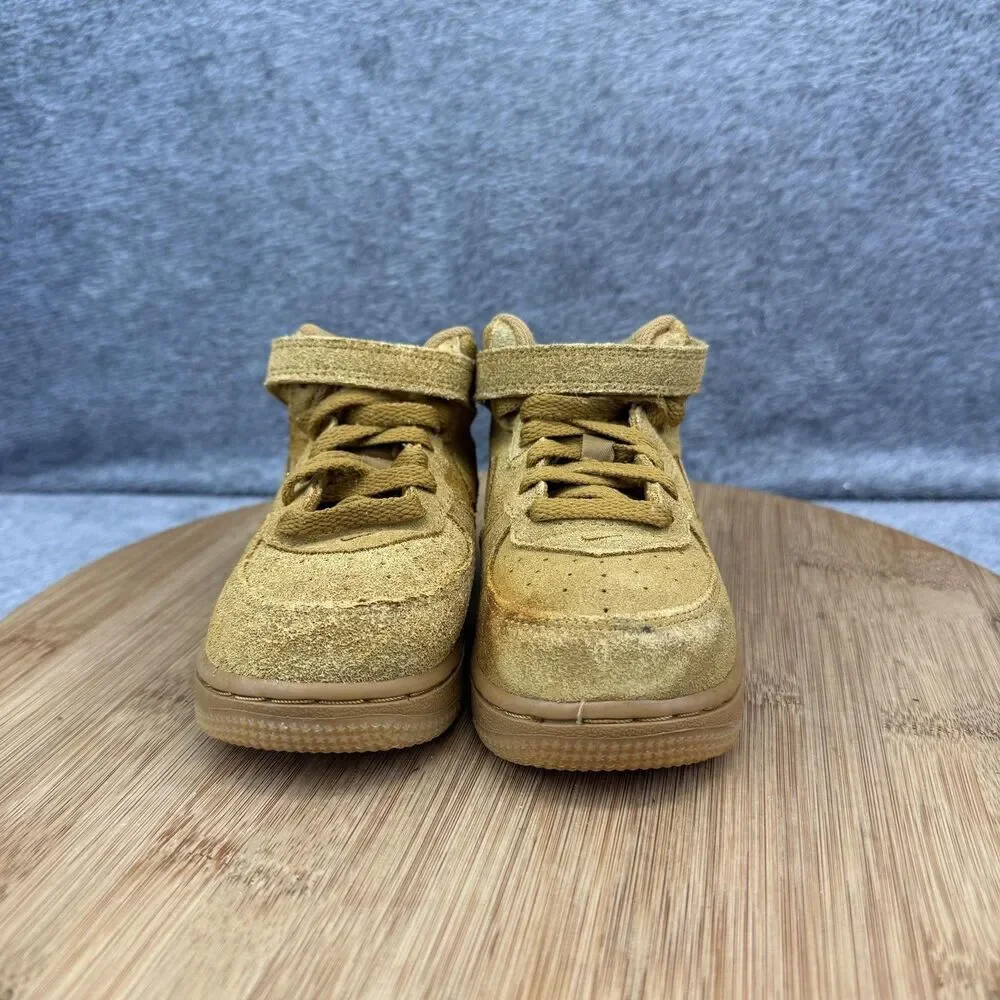 Nike Air Force 1 Mid Shoes Boys Toddler Size 8C Brown Suede Sneakers 859338-701